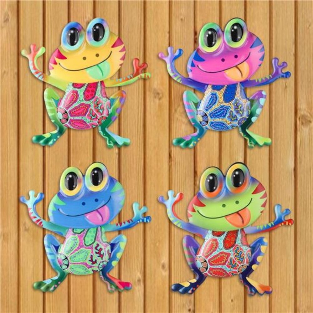 Brand New 4 Pcs Frog Iron Wall Art Sculptures